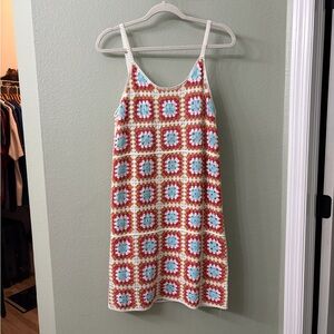 Colorful Crochet Mini Dress